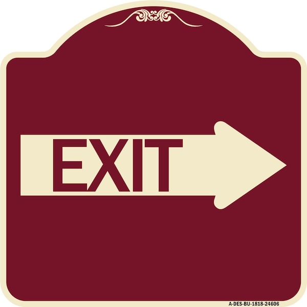 Exit With Right Arrow Heavy-Gauge Aluminum Architectural Sign, 18" H, 18" L, BU-1818-24606